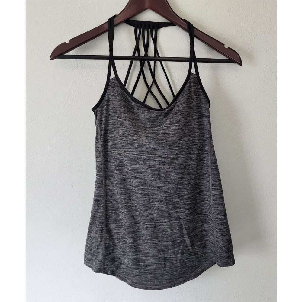 Lululemon lighten up strappy bra activewear heathered gray tank top size 6